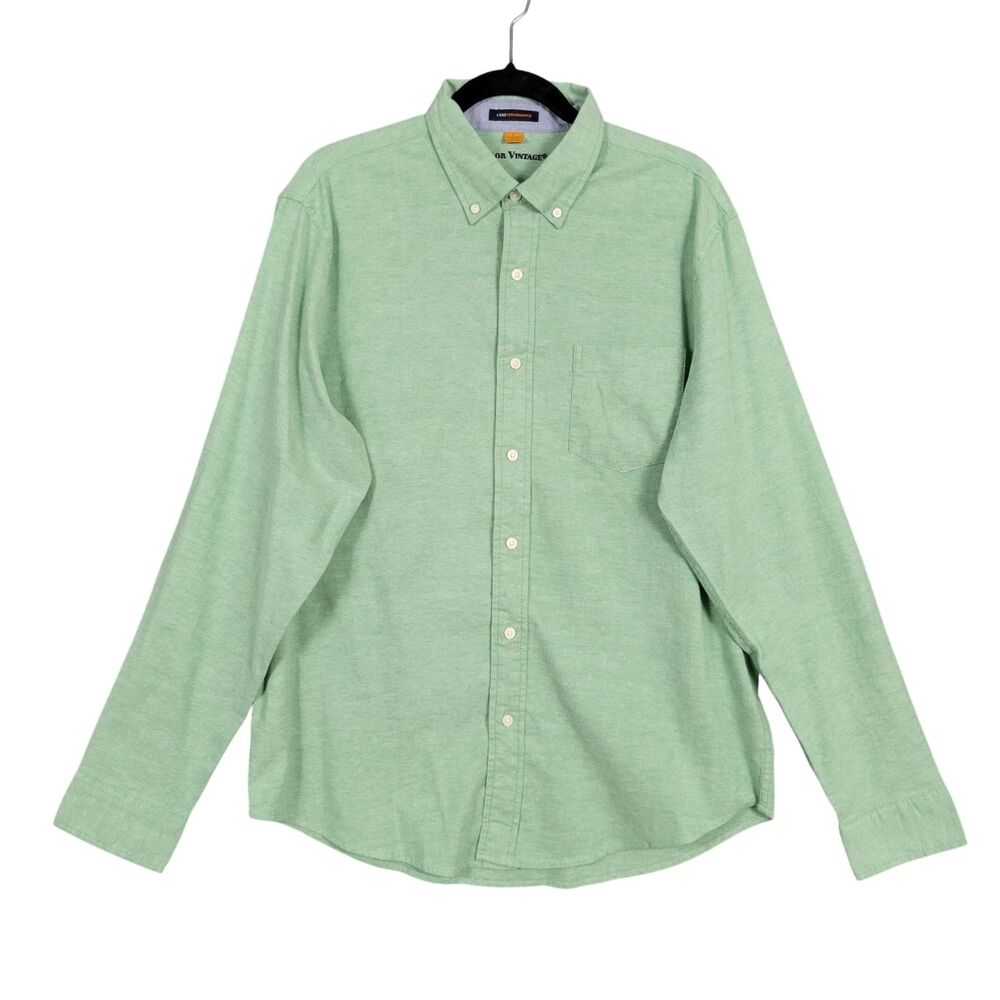 TAILOR VINTAGE Green Luxe Performance Long Sleeve Button Down Shirt SIZE LARGE